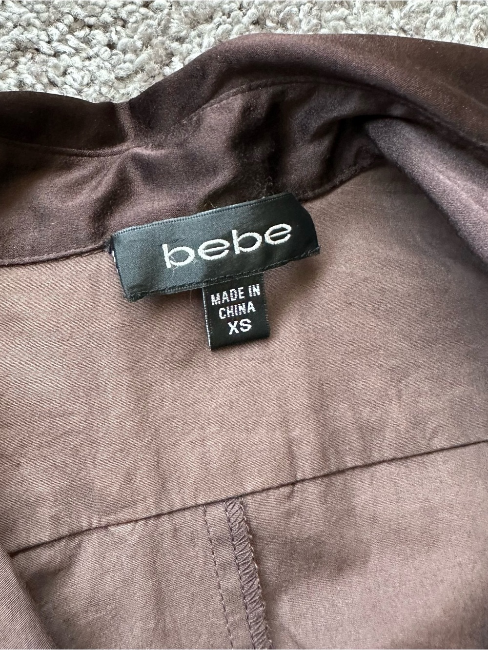 bebe Brown Utility Shirt Mini Dress with Black Belt and Gold Buckle - Picture 5 of 6